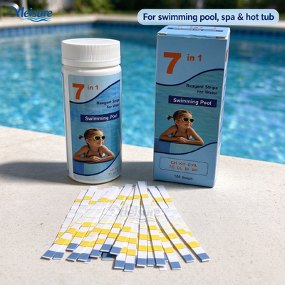 7 in 1 Water Test Strips, Hot Tub Spa Bath Tub Water Quality Check Strips, 100 Strips Per Bottle, Accessory for Spa & Bathtub